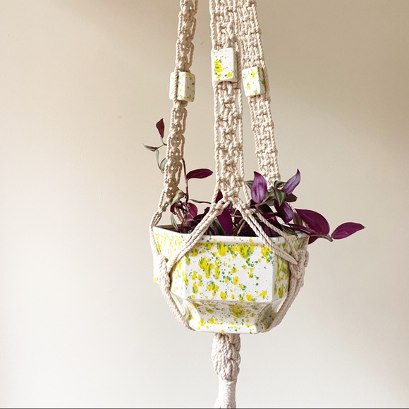 Vintage Large Macrame Plant Holder Display Planter